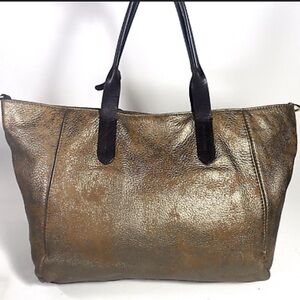 Cole Haan Distressed Gold Metallic Tote Bag